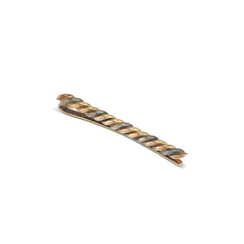 TORCHON TIE CLIP IN 18KT YELLOW GOLD AND METAL  - Auction JEWELS - Pandolfini Casa d'Aste
