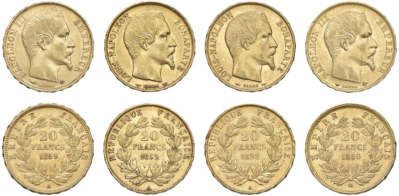 



FRANCIA. QUATTRO MONETE DA 20 FRANCHI  - Auction COINS OF TUSCAN MINTS, HOUSE OF SAVOIA AND VENETIAN ZECHINI. GOLD COINS AND MEDALS FOR COLLECTION - Pandolfini Casa d'Aste