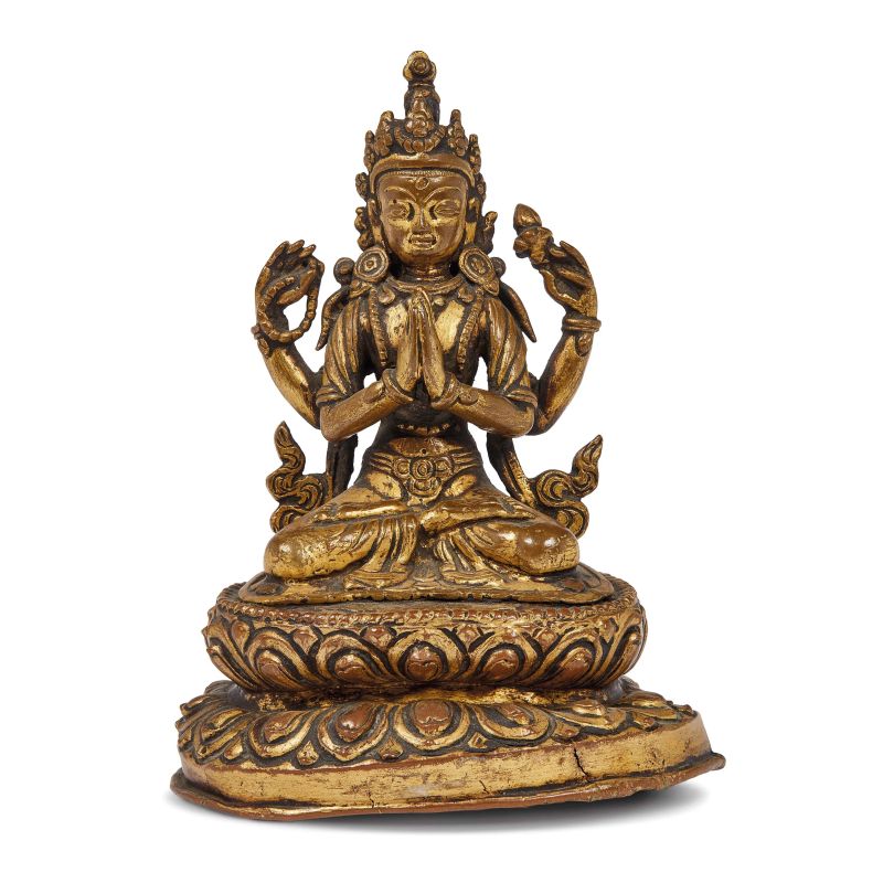 



A SCULPTURE OF FOUR-ARMED AVALOKITESHVARA, CHINA, MING DYNASTY, 17TH CENTURY  - Auction Asian Art | 东方艺术 - Pandolfini Casa d'Aste