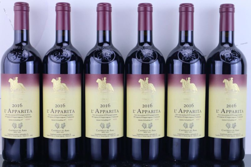 



L&rsquo;Apparita Castello di Ama 2016  - Asta FORMA - Vini Pregiati e da Collezione - Pandolfini Casa d'Aste