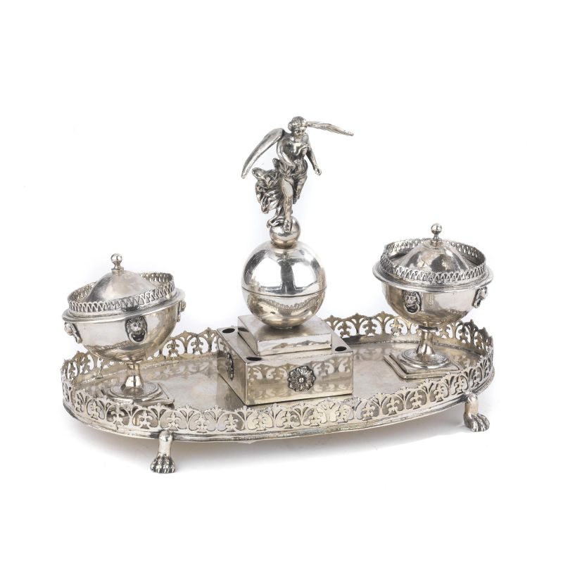 A SILVER INKWELL, ROME, 1820 CIRCA, MARK OF GIUSEPPE MAZZINI  - Auction ITALIAN AND EUROPEAN SILVER - Pandolfini Casa d'Aste