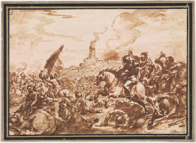 Seguace di Jacques Courtois, detto il Borgognone, sec. XVII                 - Auction Works on paper: 15th to 19th century drawings, paintings and prints - Pandolfini Casa d'Aste