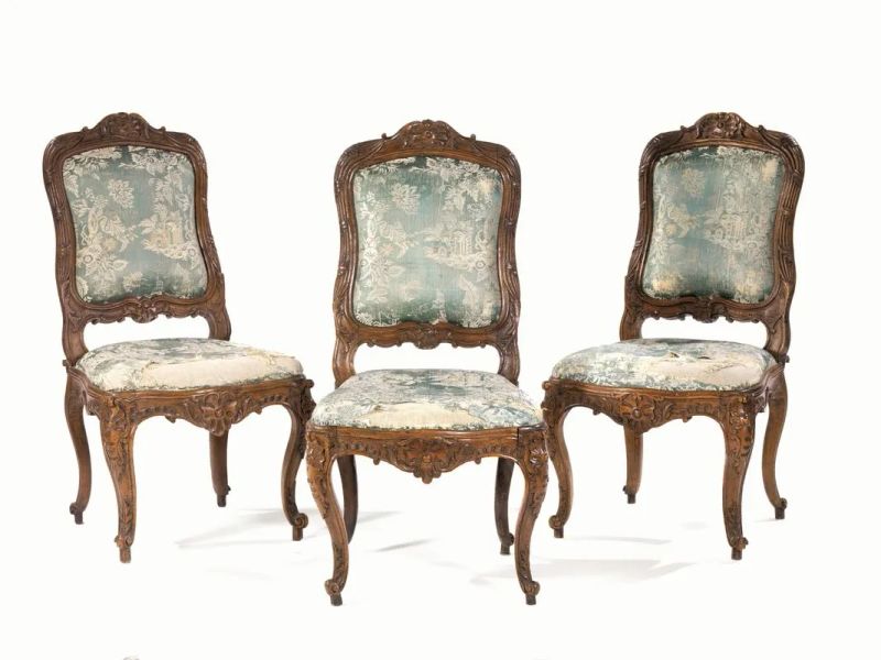 TRE SEDIE, PIEMONTE, MET&Agrave; SECOLO XVIII  - Auction Important Furniture and Works of Art, Porcelain and Maiolica - Pandolfini Casa d'Aste