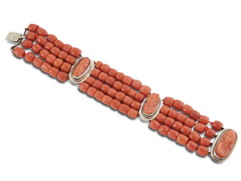 BRACCIALE IN CORALLO E ARGENTO  - Auction FINE JEWELS - Pandolfini Casa d'Aste