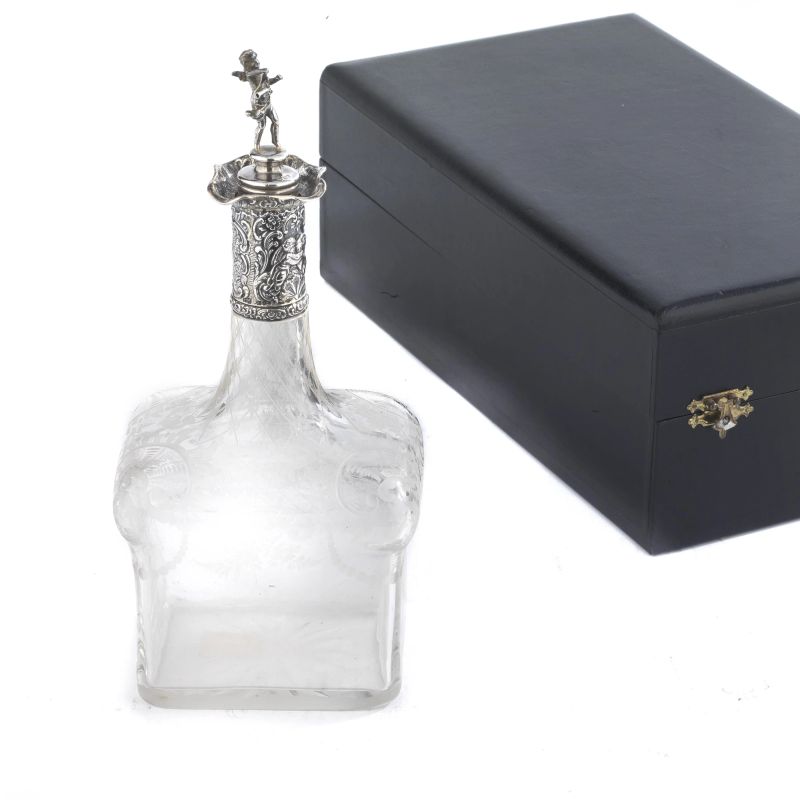A CRYSTAL AND SILVER BOTTLE, HANAU END OF XIX CENTURY WITH WITH IMPORT MARKS IN LONDON 1896  - Auction ITALIAN AND EUROPEAN SILVER - Pandolfini Casa d'Aste