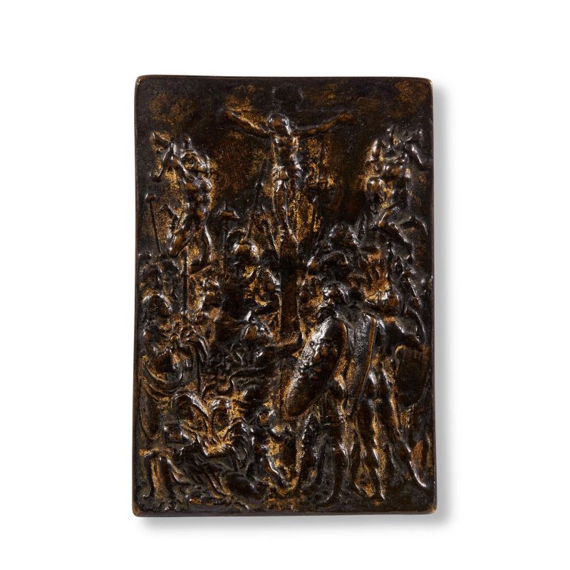 Galeazzo Mondella, known as Moderno, Crucifixion, bronze  - Auction PLAQUETTES, MEDALS, AND SMALL BRONZE SCULPTURES FROM THE COLLECTION OF MARIO SCAGLIA AND OTHER PROVENANCES - Pandolfini Casa d'Aste