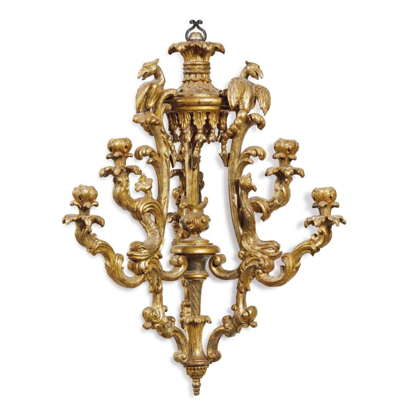 A SMALL CENTRAL ITALY CHANDELIER, EARLY 18TH CENTURY  - Auction FURNITURE AND WORKS OF ART FROM PRIVATE COLLECTIONS - Pandolfini Casa d'Aste