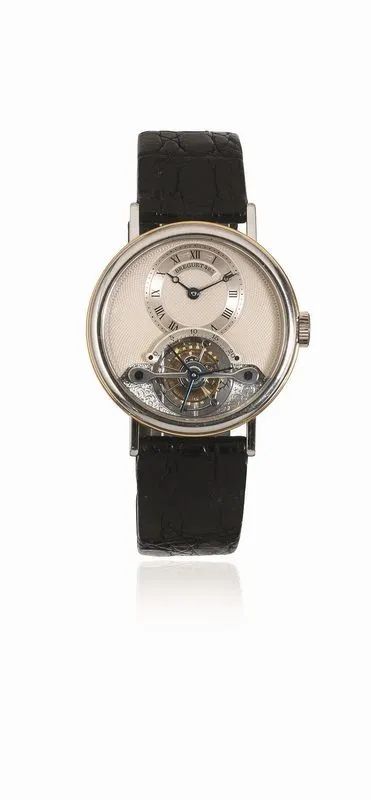 OROLOGIO DA POLSO CON TOURBILLON BREGUET REF. 3450 BREVET DU 7 MESSIDOR AN 9, TOURBILLON N. 014, N. 423 E, 1993 CIRCA, IN PLATINO E ORO ROSA  - Auction WATCHES - Pandolfini Casa d'Aste