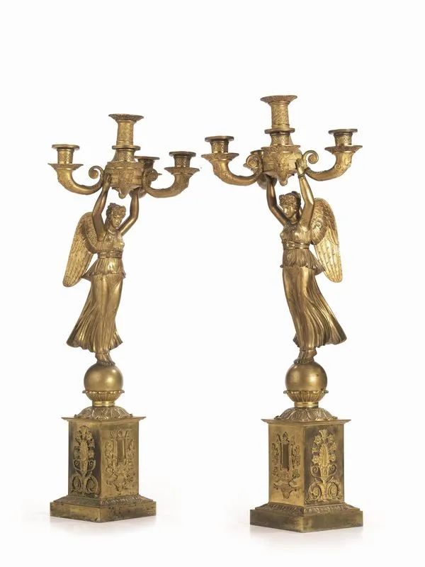 COPPIA DI CANDELABRI, FRANCIA, PRIMA METÀ SECOLO XIX  - Asta OBJETS DE VERTU E OPERE D'ARTE DA COLLEZIONE - Pandolfini Casa d'Aste