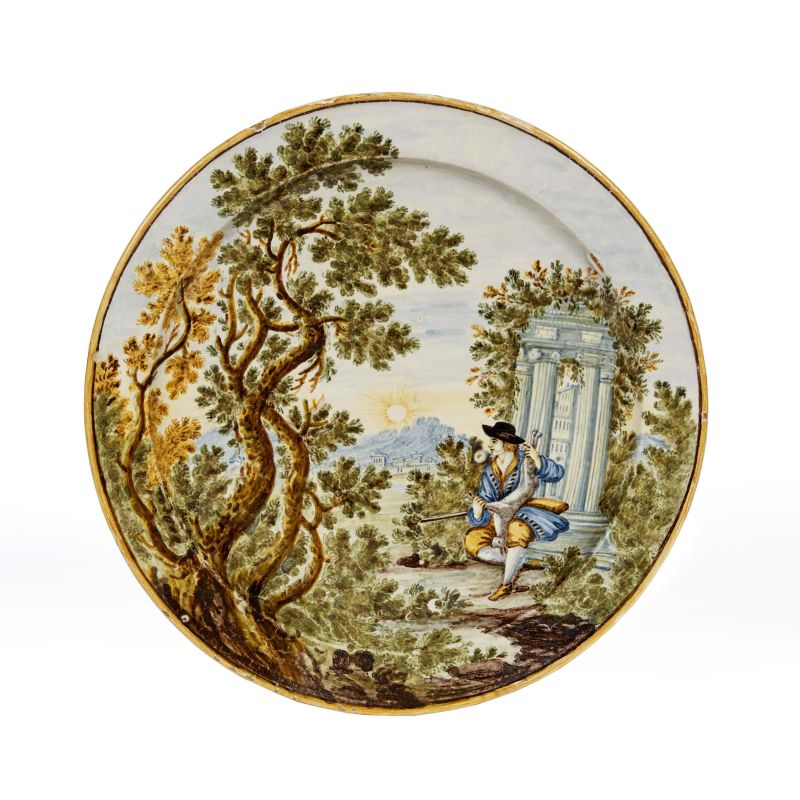 A DISH, CASTELLI, 18TH CENTURY  - Auction ONLINE AUCTION | CERAMICA. MAIOLICHE E PORCELLANE DAL XVI AL XIX SECOLO - Pandolfini Casa d'Aste