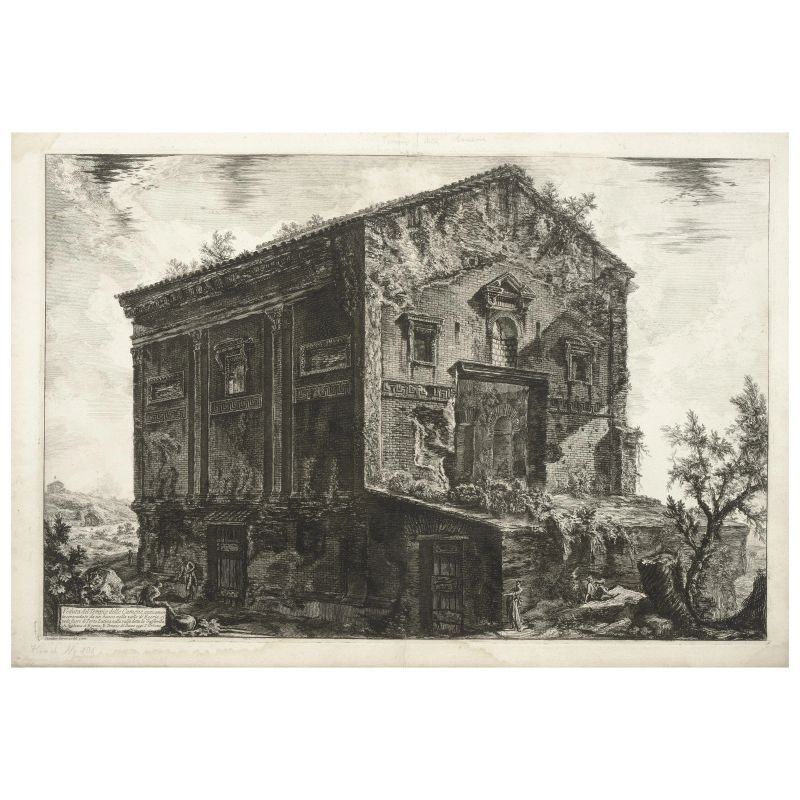 Piranesi, Giovanni Battista. Veduta del Tempio delle Camene anticamente circondato da un bosco nella valle di Egeria. [Roma, 1773].  - Asta LIBRI, MANOSCRITTI, AUTOGRAFI E STAMPE - Pandolfini Casa d'Aste