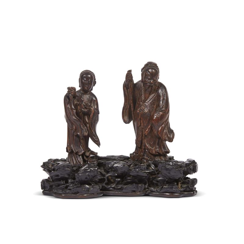 GRUPPO DI DUE FIGURE, CINA, DINASTIA QING, SEC. XVIII  - Asta Arte Orientale | &#19996;&#26041;&#33402;&#26415; - Pandolfini Casa d'Aste