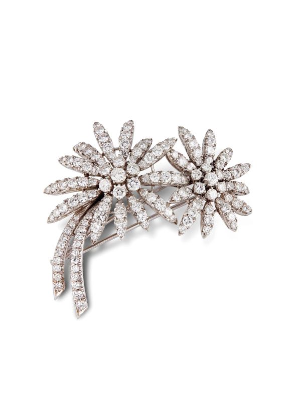 SPILLA IN ORO BIANCO 18KT CON DIAMANTI  - Auction FINE JEWELS - Pandolfini Casa d'Aste