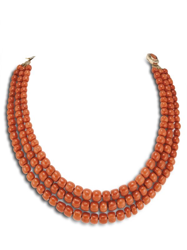 COLLANA IN ORO A BASSO TITOLO E CORALLO MEDITERRANEO  - Auction FINE JEWELS - Pandolfini Casa d'Aste