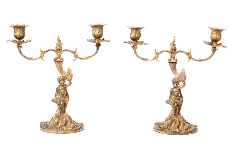 COPPIA DI CANDELABRI, FRANCIA, SECOLO XIX  - Auction TIMED AUCTION | PAINTINGS, FURNITURE AND WORKS OF ART - Pandolfini Casa d'Aste
