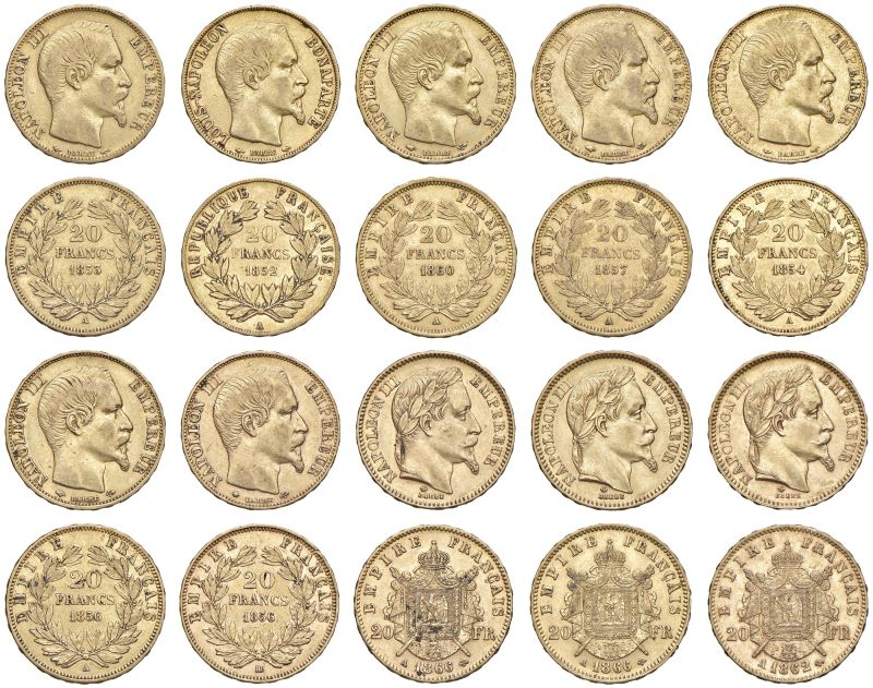 



FRANCIA. DIECI MONETE DA 20 FRANCHI   - Auction COINS OF TUSCAN MINTS, HOUSE OF SAVOIA AND VENETIAN ZECHINI. GOLD COINS AND MEDALS FOR COLLECTION - Pandolfini Casa d'Aste