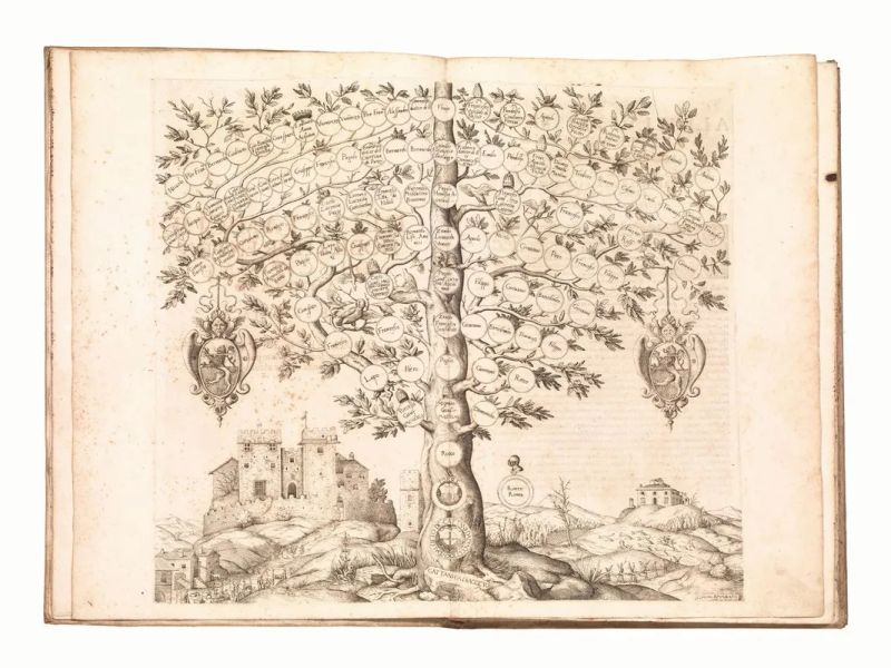 (Toscana &ndash; Genealogia &ndash; Illustrati 600) AMMIRATO, Scipione (1531-1601). Delle famiglie nobili fiorentine di Scipione Ammirato parte prima le quali per levare ogni gara di precedenza sono state poste in confuso. Con la tavola nel fine. In Firenze, appresso Gio. Donato, e Bernardino Giunti, &amp; compagni, 1615.  - Auction Old and Modern Master Prints and Drawings-Books - Pandolfini Casa d'Aste