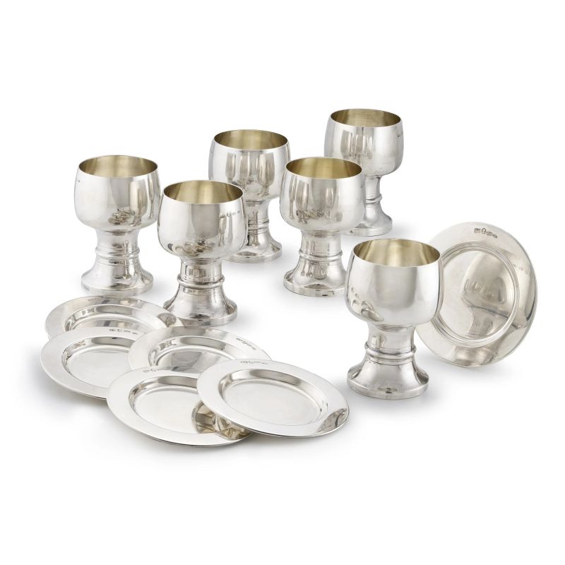 SIX SILVER GLASSES AND SIX SILVER COASTERS, FLORENCE, 20TH CENTURY, MARKS OF BRANDIMARTE  - Auction Italian and european silvers - Pandolfini Casa d'Aste