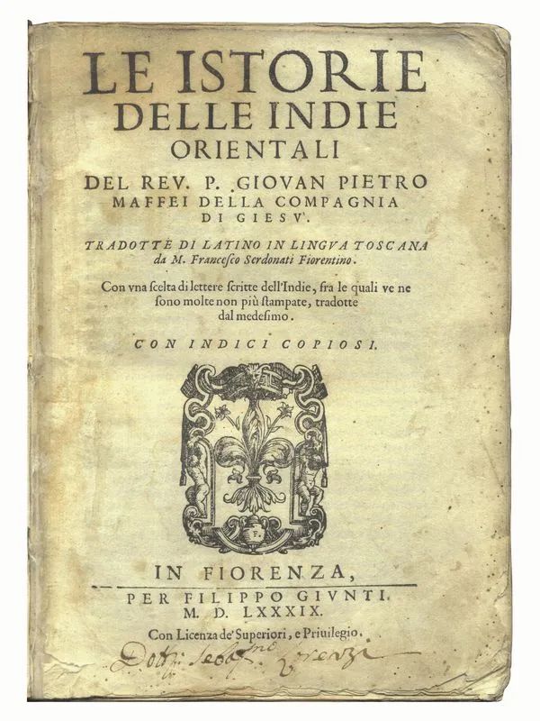 (Viaggio&nbsp; Asia) MAFFEI, Giovanni Pietro (1533-1603). Le istorie delle Indie  - Auction Old and Modern Master Prints and Drawings-Books - Pandolfini Casa d'Aste