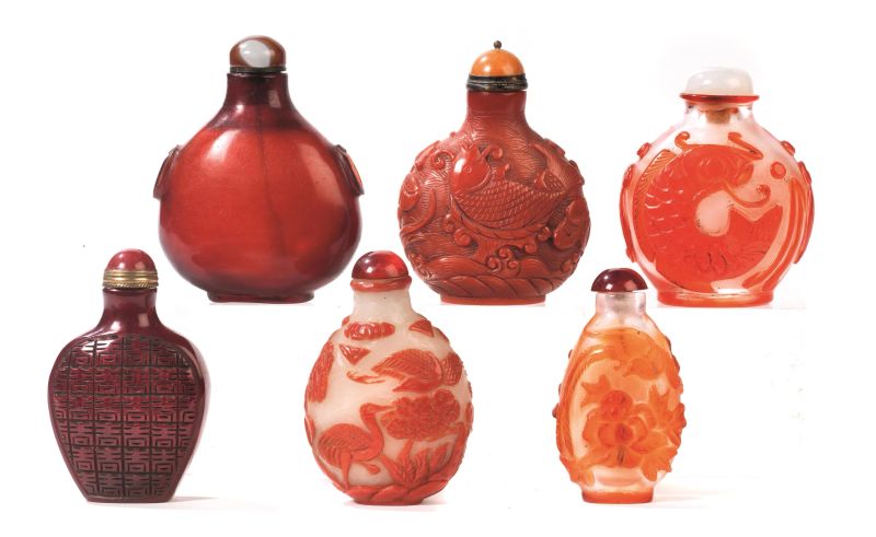 GRUPPO DI SEI SNUFF BOTTLE, CINA, SEC. XX  - Auction Asian Art - Pandolfini Casa d'Aste