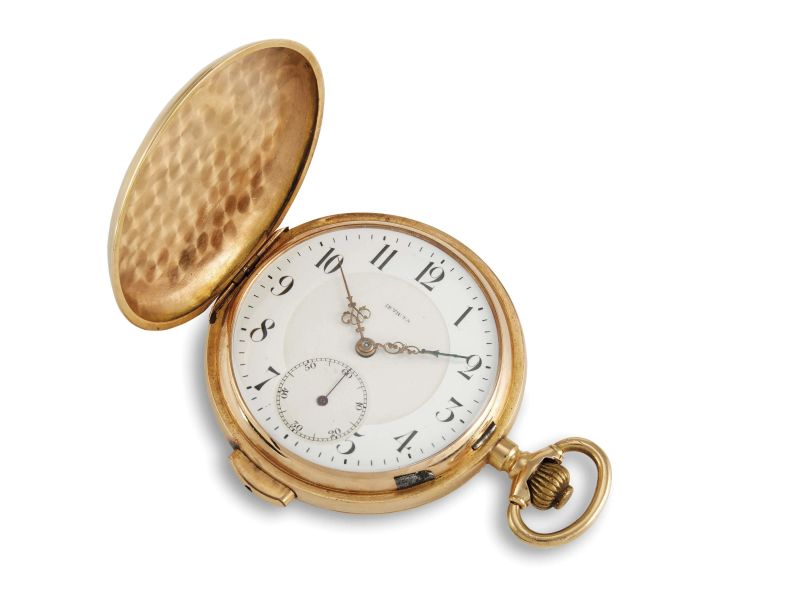 OROLOGIO DA TASCA IN ORO 18 KT RIPETIZIONE QUARTI INVICTA.  - Auction Fine watches - Pandolfini Casa d'Aste