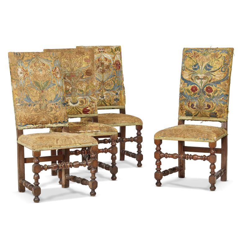 FOUR TUSCAN CHAIRS, LATE 17TH CENTURY  - Auction PAINTINGS, SCULPTURES AND WORKS OF ART FROM A FLORENTINE COLLECTION - Pandolfini Casa d'Aste