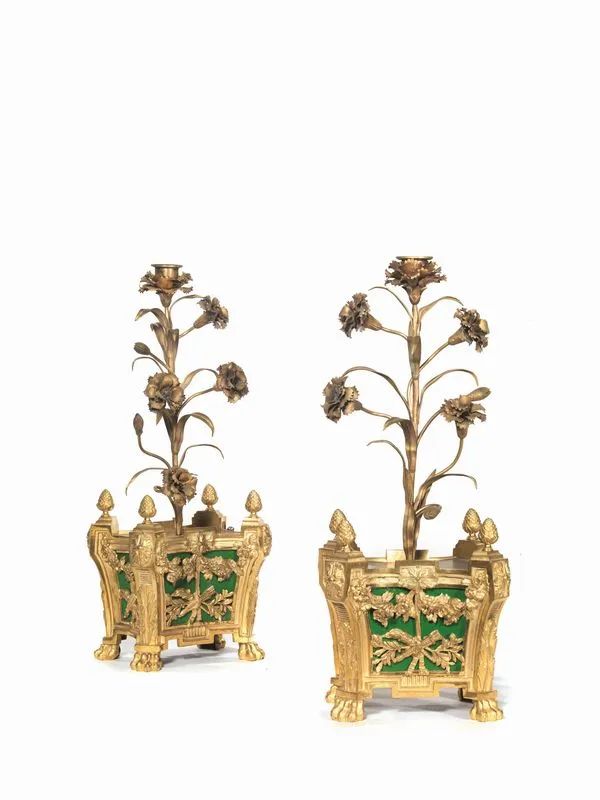 COPPIA DI CANDELIERI, FRANCIA, SECOLO XIX  - Auction International Decoration |  furniture and works of art - Pandolfini Casa d'Aste