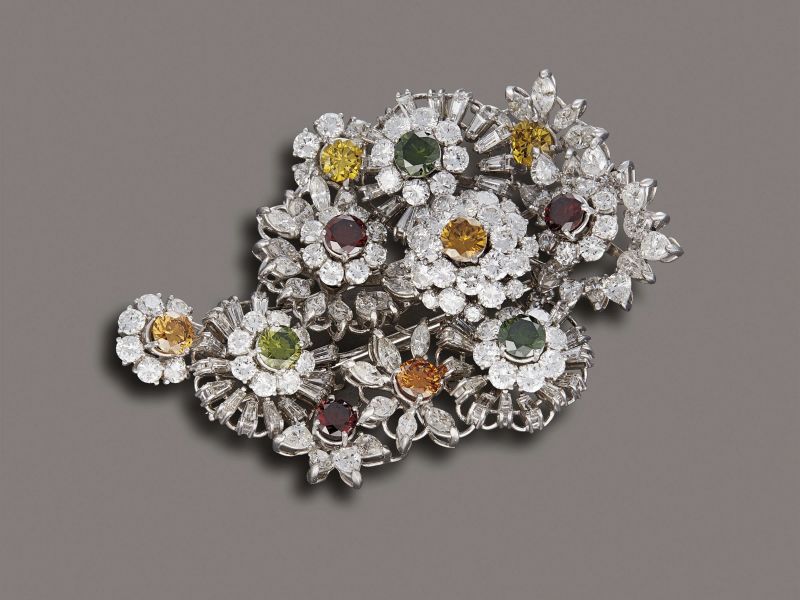 SPILLA FIORI EN TREMBLANT IN ORO BIANCO  - Auction FINE JEWELS - Pandolfini Casa d'Aste