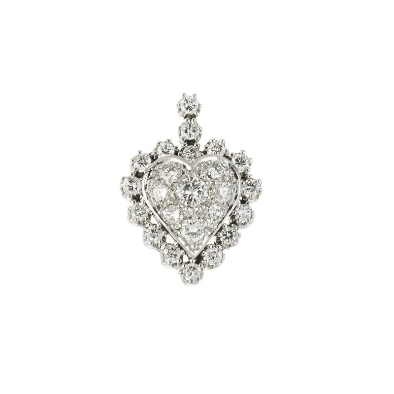 



DIAMOND HEART-SHAPED PENDANT IN 18KT WHITE GOLD  - Auction JEWELS - Pandolfini Casa d'Aste