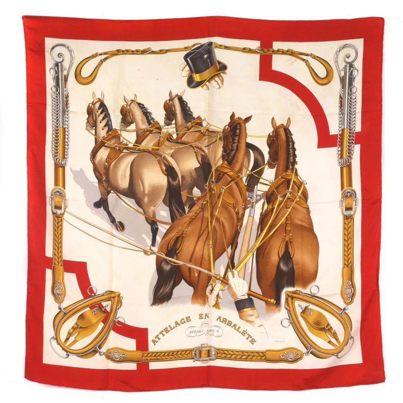 HERMES FOULARD ATTELAGE EN ARBALETE  - Asta VINTAGE: BORSE E ACCESSORI DI HERMES, LOUIS VUITTON E ALTRE GRANDI MAISON - Pandolfini Casa d'Aste