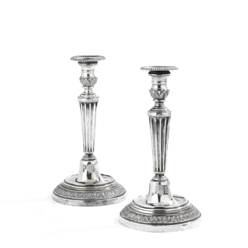      COPPIA DI CANDELIERI, SECOLO XIX   - Auction Italian and European Silver - Pandolfini Casa d'Aste