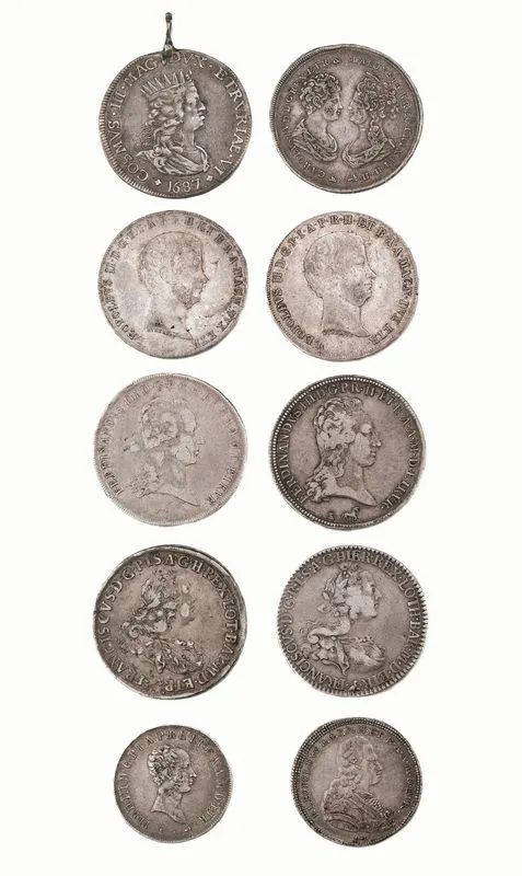 DIECI MONETE IN ARGENTO DEL GRANDUCATO DI TOSCANA  - Auction Silver and Coins - Pandolfini Casa d'Aste