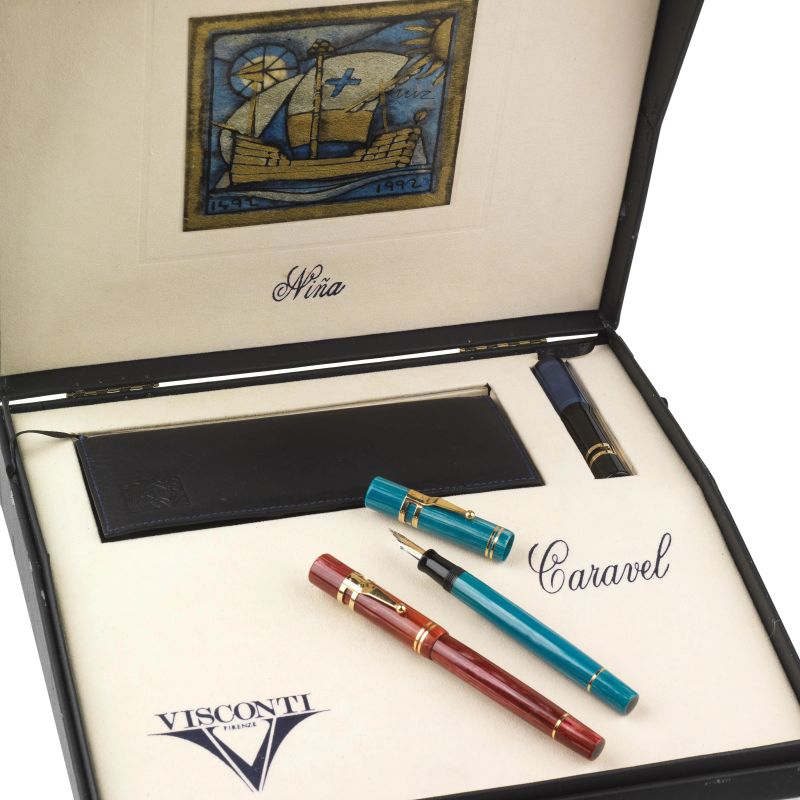 Visconti : VISCONTI CARAVEL NINA N. 156/500 AND CARAVEL SANTA MARIA N. 194/500 LIMITED EDITION CARAVEL SERIES FOUNTAIN PENS  - Auction ONLINE AUCTION | COLLECTIBLE PENS - Pandolfini Casa d'Aste
