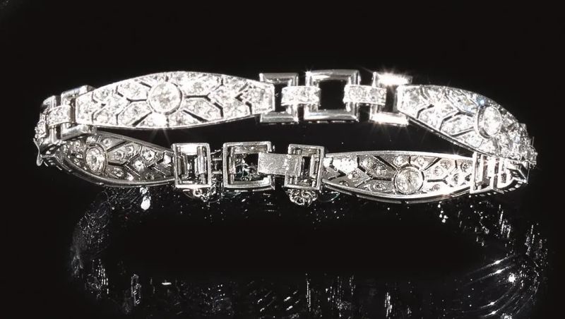 Bracciale in platino e diamanti  - Auction Silver, jewels, watches and coins - Pandolfini Casa d'Aste