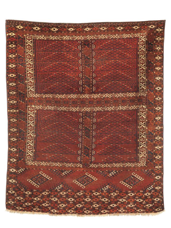 TAPPETO ENSI KIZIL-AYAK, TURKMENISTAN, 1860-1870  - Auction TIMED AUCTION | PAINTINGS, FURNITURE AND WORKS OF ART - Pandolfini Casa d'Aste