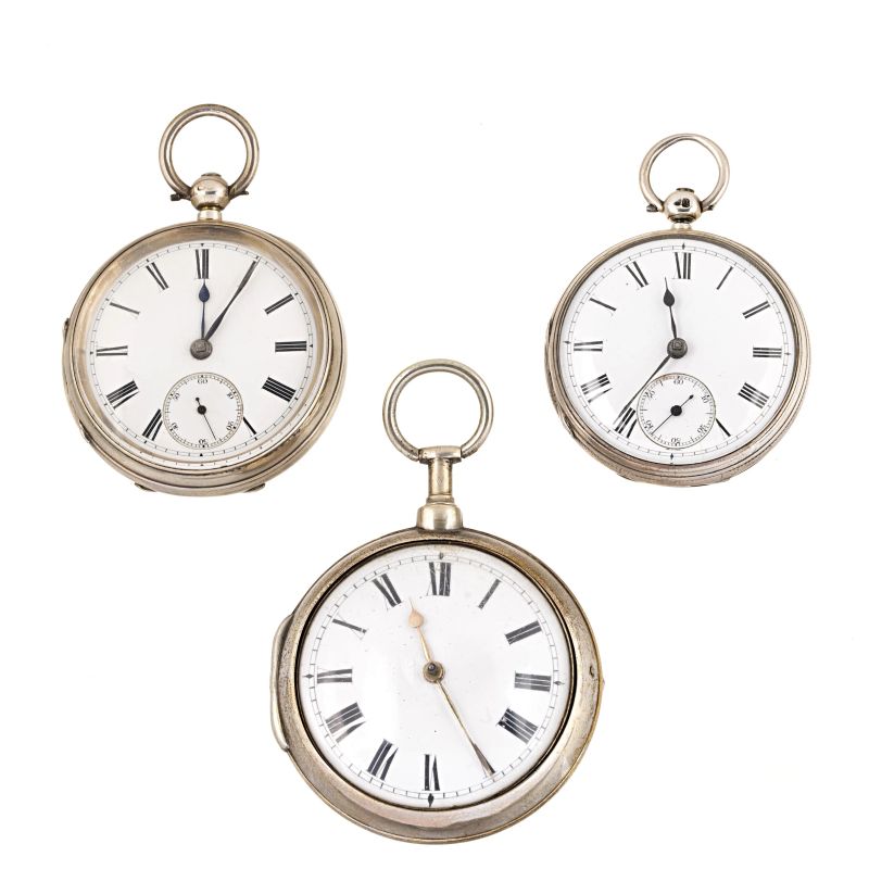 



TRE OROLOGI DA TASCA INGLESI IN ARGENTO  - Asta OROLOGI - Pandolfini Casa d'Aste