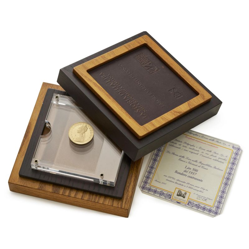 



Repubblica Italiana (dal 1946) &ndash; Riproduzione in oro del 500 Lire &ldquo;Bandiere controvento&quot;  - Auction NUMISMATICS - Pandolfini Casa d'Aste