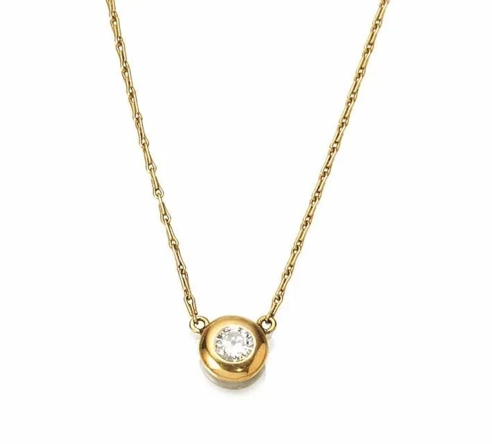 Collana 'punto luce' in oro giallo e diamante  - Auction Silver, jewels, watches and coins - Pandolfini Casa d'Aste