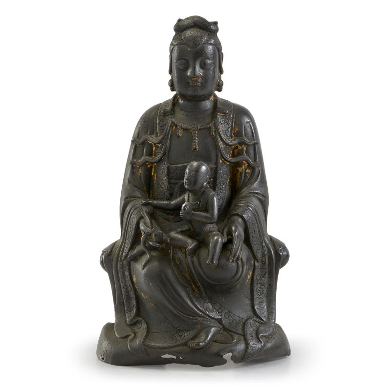 



A BRONZE FIGURE OF GUANYIN WITH CHILD, CHINA, QING DYNASTY, 17TH CENTURY  - Auction Asian Art | 东方艺术 - Pandolfini Casa d'Aste