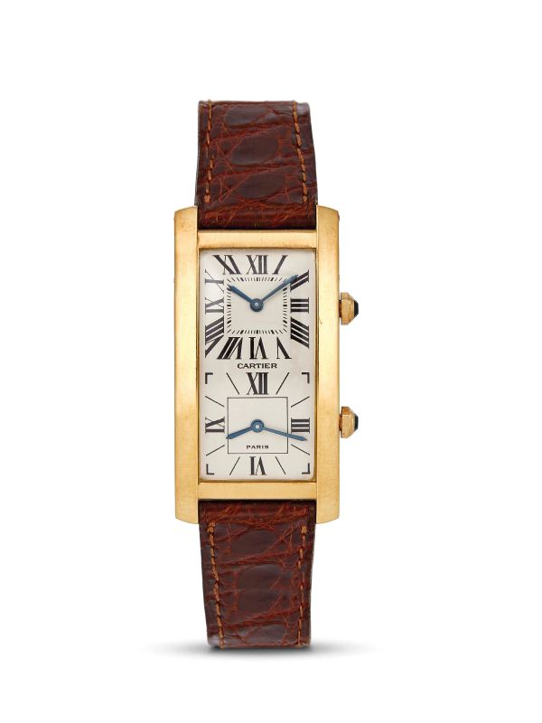 CARTIER TANK CINTREE DUAL TIME SERIE LIMITATA ANNI 90  - Auction Fine watches - Pandolfini Casa d'Aste