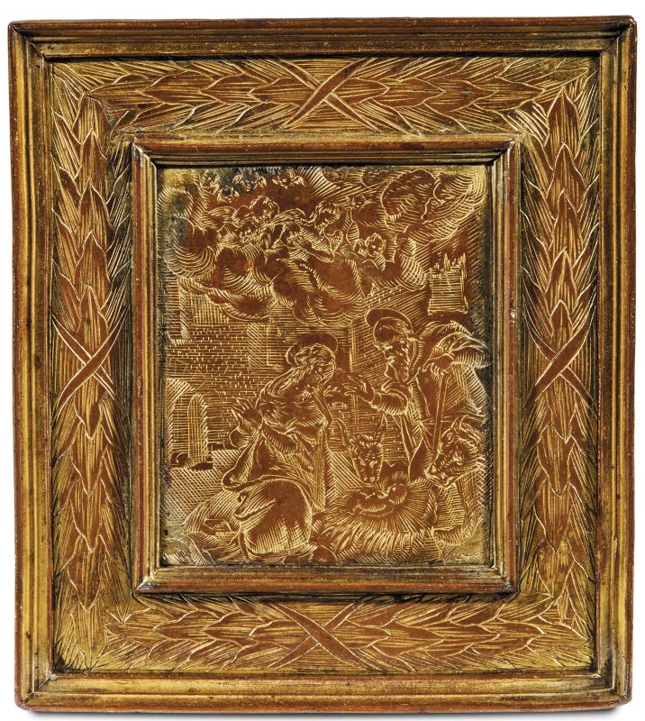 Northern Italian, 16th century, The Nativity, bronze and gilt copper  - Auction PLAQUETS, MEDALS, BRONZETS - Pandolfini Casa d'Aste