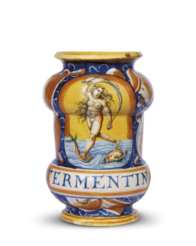 ALBARELLO, PESARO, BOTTEGA DI GIROLAMO E LANFRANCO DALLE GABICCE, 1580  - Auction Important Renaissance Maiolica - Pandolfini Casa d'Aste