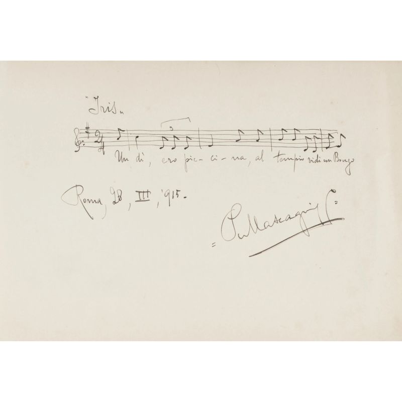 



Nice quotation from a famous aria by Mascagni  - Auction BOOKS, MANUSCRIPTS AND AUTOGRAPHS - Pandolfini Casa d'Aste