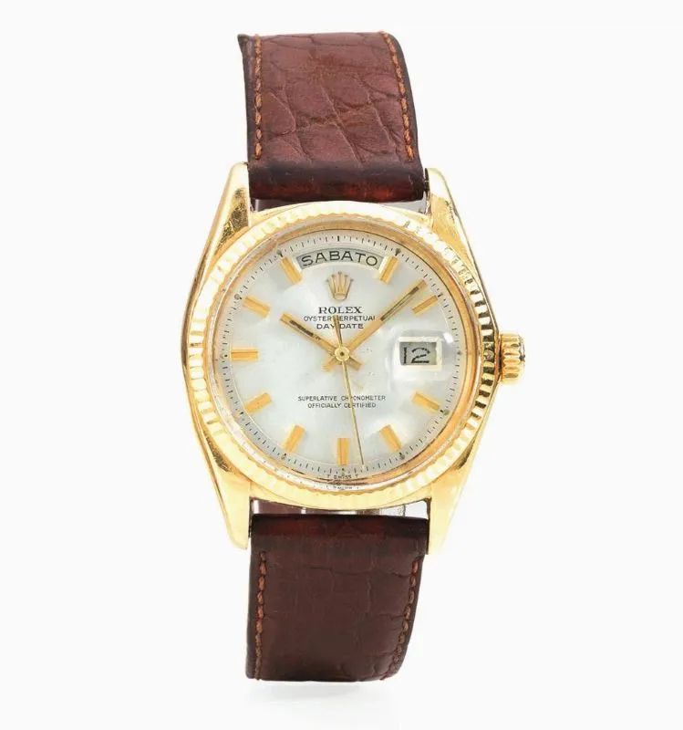 OROLOGIO DA POLSO ROLEX OYSTER PERPETUAL DAY DATE REF. 1803, SERIALE. N. 2'664'239, IN ORO GIALLO 18 KT  - Auction Silver, jewels, watches and coins - Pandolfini Casa d'Aste