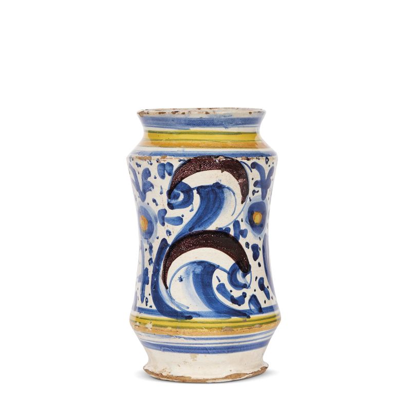 A PHARMACY JAR (ALBARELLO), MONTELUPO, CIRCA 1570-1590  - Auction ONLINE AUCTION | MONTELUPO: RENAISSANCE MAIOLICA - Pandolfini Casa d'Aste