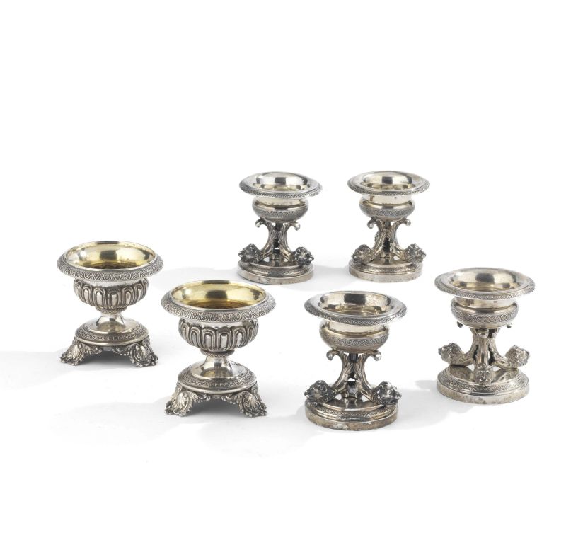 FOUR SILVER SALT CELLAR, ROME, 19TH CENTURY AND OTHER TWO SILVER SALT CELLAR 19TH CENTURY  - Auction ITALIAN AND EUROPEAN SILVER - Pandolfini Casa d'Aste