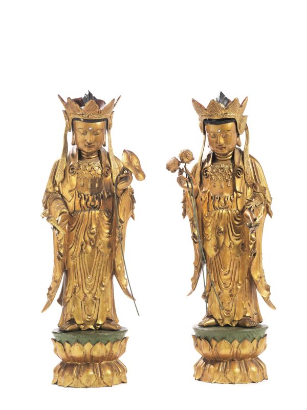 COPPIA DI FIGURE, CINA, TARDA DINASTIA QING  - Auction Asian Art - Pandolfini Casa d'Aste