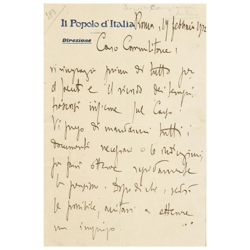 Un’amichevole raccomandazione   - Asta LIBRI, MANOSCRITTI E AUTOGRAFI - Pandolfini Casa d'Aste