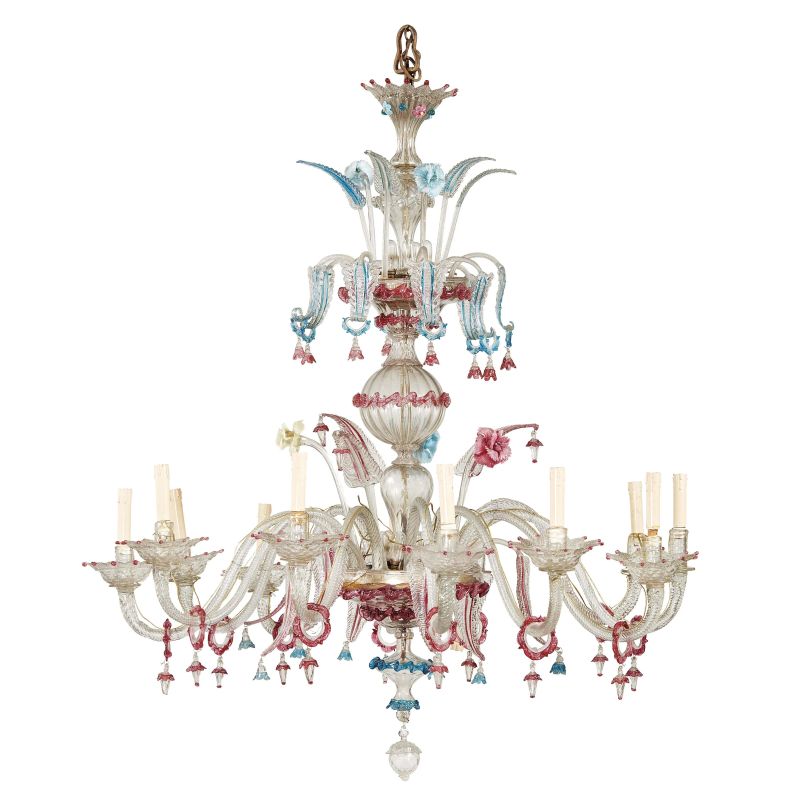 A CHANDELIER, MURANO, 19TH CENTURY  - Auction International fine art - Pandolfini Casa d'Aste