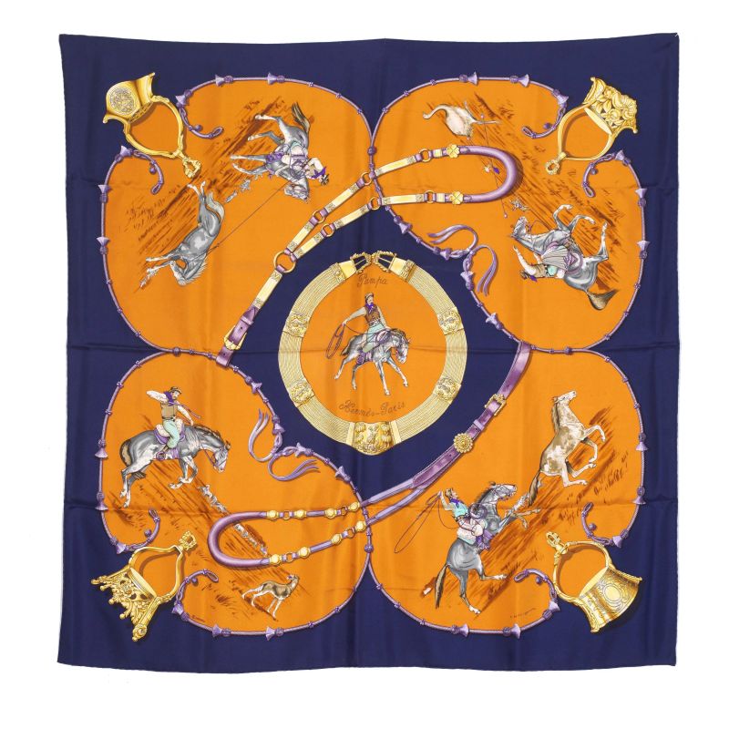 Hermes : HERMES SILK SCARF &quot;PAMPA&quot;  - Auction VINTAGE FASHION: HERMES, LOUIS VUITTON AND OTHER GREAT MAISON BAGS AND ACCESSORIES - Pandolfini Casa d'Aste